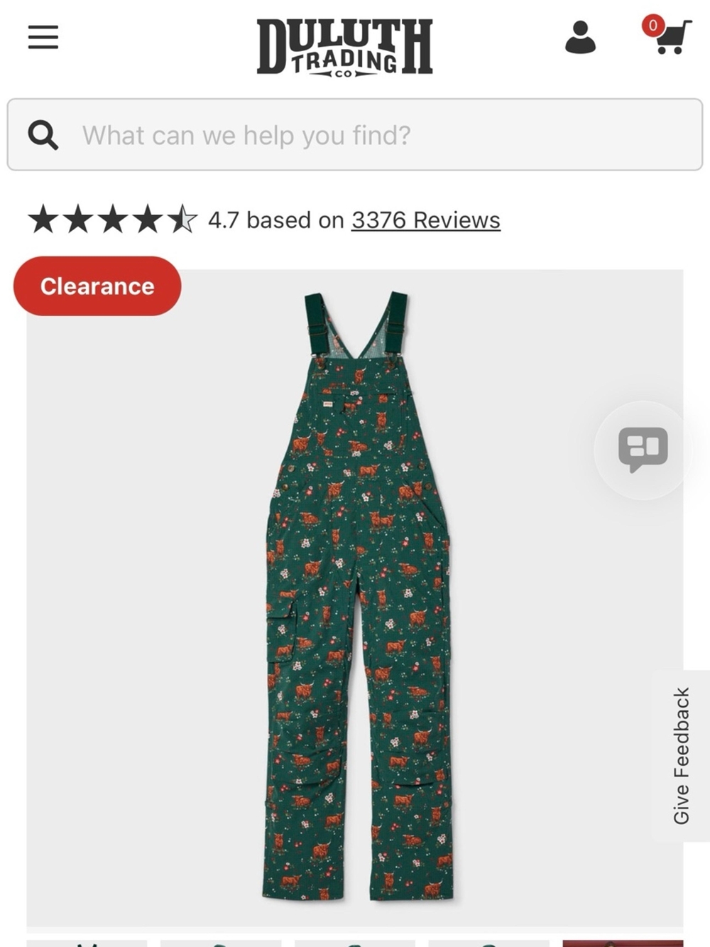 Iso: Duluth Trading Co Green Holiday Print Overalls